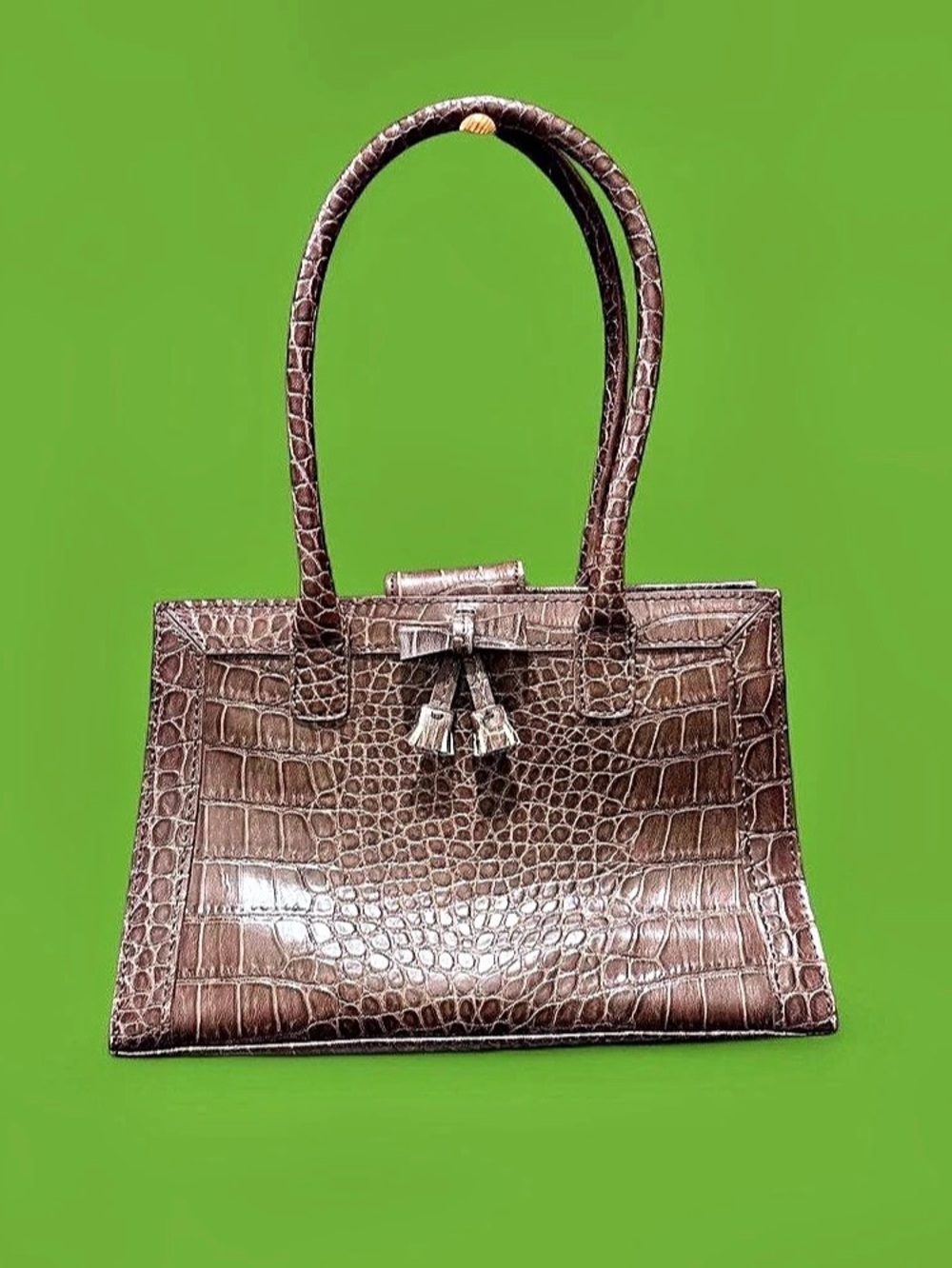 Liz Claiborne Crocodile-Embossed Tote in Brown